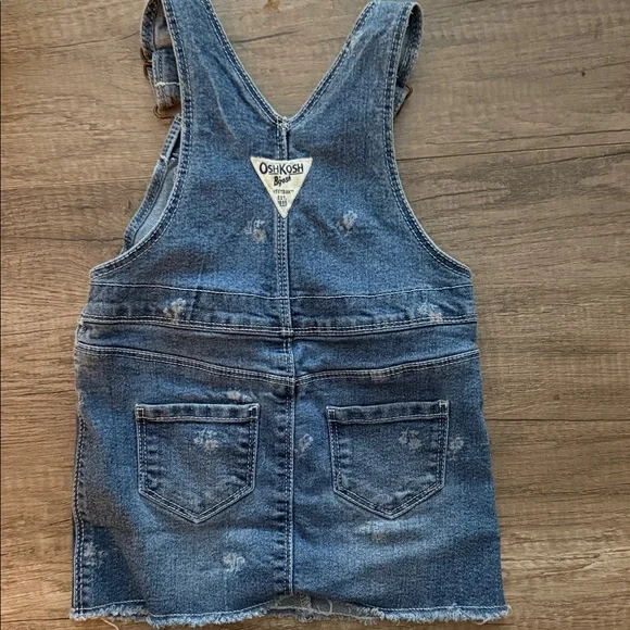 OshKosh B'gosh Kids Distressed Denim Overalls Dress 18 months - Picture 3 of 4
